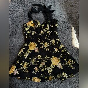 Lulu’s Floral Black and Yellow Dress